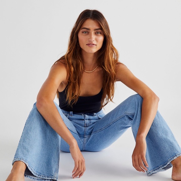 NWT Free People Marine Babe Easy Street Levi Flare Jeans size 31/12 - Picture 5 of 13